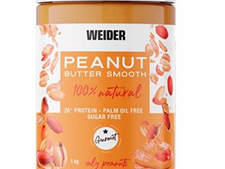 Weider Peanut Butter. 100% Mantequilla De Cacahuete natural con textura suave y cremosa. Sin azúcares añadidos. Apta para veganos. Sin aceite de palma 1000g