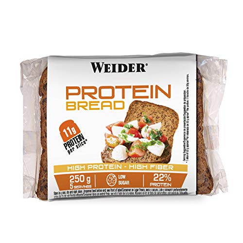 Weider Protein Bread. Pan Proteico riquísimo con 11g de proteína. Con fibra y bajo en azúcares (5x250 g)