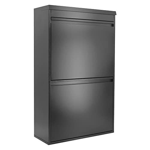 WellHome Top Cubo Four Armario Sistema de organización de Basura y Reciclaje de Acero de 4 Cubos y Bandeja Superior Multiusos, Antracita, 97,5 x 58,5 x 24,5 cm, Gris