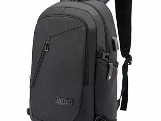 WENIG Mochila Antirrobo Impermeable,Mochila Portatil 15.6 Pulgadas Mochila Hombre con Puerto de Carga USB,Mochila Backpack para el Laptop para Ordenador del Negocio Trabajo Diario Viaje-Negro
