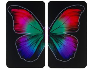 WENKO Cubierta de cocina Universal Butterfly by Night, Vidrio endurecido, 30 x 1.8-5.5 x 52 cm, Multicolor