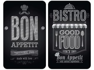 WENKO Placas cobertoras de vidrio universales Bon Appetit 2 unidades - juego de 2 piezas para todos los tipos de cocinas, Vidrio endurecido, 30 x 1.8-5.5 x 52 cm, Multicolor