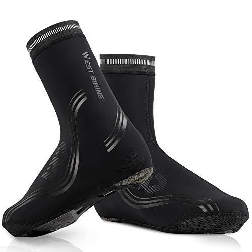 West Biking Cubrezapatos para bicicleta de invierno, térmico, para bicicleta de montaña, cubrecalzado, impermeable, botas protectoras, solo para zapatillas de ciclismo para viajes cortos
