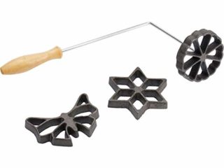 Westmark Moldes para gofres, Con 3 motivos, Con libro de recetas, Tamaño del molde: 7 - 9 cm, Acero/madera, Plata/marrón claro, 32242260