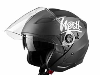 WESTT Casco de Moto Jet I Casco de Scooter con Doble Visera I Casco Jet para Hombre y Mujer I Casco de ciclomotor Transpirable I Casco de Moto Resistente a los Impactos I Certificado ECE