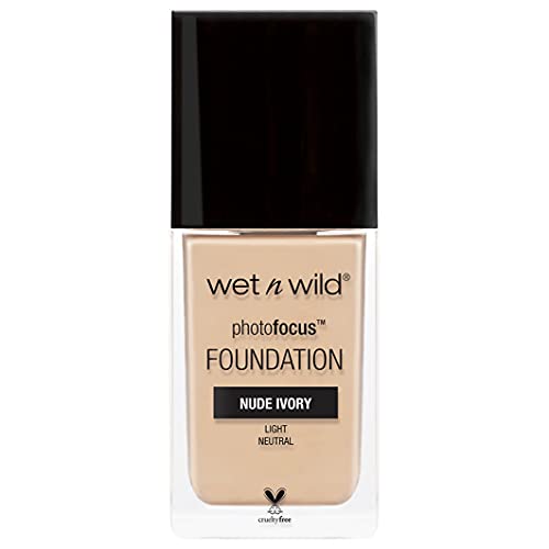 Wet n Wild - Photo Focus Foundation MATTE - Base con Fórmula Avanzada - Piel y Maquillaje Siempre Impecables para la Cámara y Sin Brillos Blancos, Fórmula Matificante - Vegano - Nude Ivory - 1 Unidad