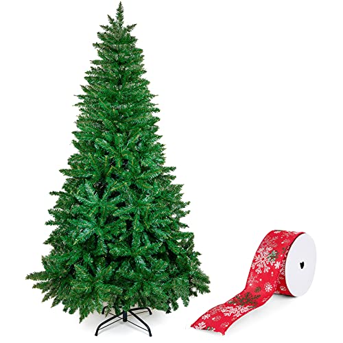 WEWILL Árbol de Navidad Verde con Cintas 180cm Árbol de Navidad Artificial Decorado con Cintas PVC para Xmas