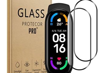 WFTE [2-Pack Protector de Pantalla para Xiaomi Mi Band 6,Cobertura máxima,9H Dureza,Huellas Dactilares Libre,Sin Burbujas,Cristal Templado Protector de Pantalla Xiaomi Mi Smart Band 6 NFC(Black)