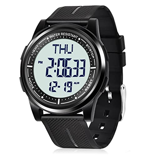 WIFORT Reloj Digital Hombre Mujer, 5ATM Impermeable Deportivo Relojes de Pulsera Esfera Grande con Cronómetro, Cuenta Regresiva, Alarma, Tiempo Dividido, Zone Horaria Dual, Ultra Delgado Unisex