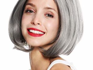 WIG ME UP - 1962-10A/88A peluca de mujer pelo corto liso Bob puntas onduladas raya color gris canoso teñido