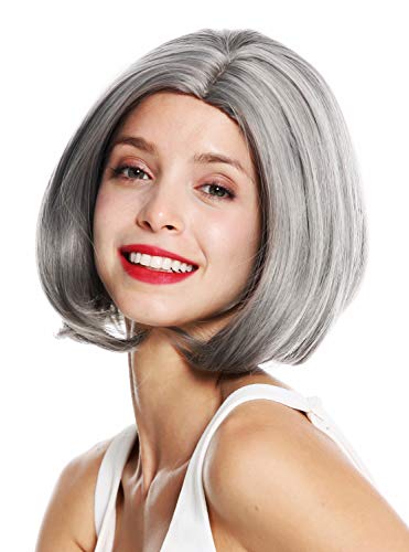 WIG ME UP - 1962-10A/88A peluca de mujer pelo corto liso Bob puntas onduladas raya color gris canoso teñido