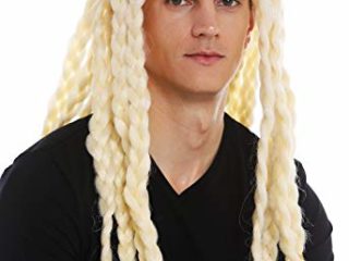 WIG ME UP- 68286-FRP03C Peluca Carnaval Halloween Hombres Mujeres Pelo Largo Trenzado Trenzas Rubio Vikingo Bardo