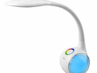 WILIT T3 Lampara LED Escritorio Infantil, Luz Flexo Led Escritorio Niños para Estudiar Lectura con Luz Nocturna de Color, Lámpara de Mesa Tactil 3 Niveles de Brillo, Blanco