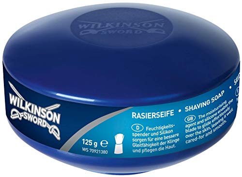 Wilkinson Sword - Jabón de Afeitar Clásico Formulado Con Agentes Hidratantes, Adecuado Para Conseguir Un Afeitado Apurado En Tu Rutina Diaria Sin Irritaciones, Afeitado Vintage - 125 g