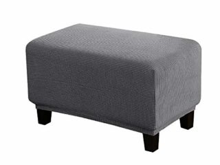 WINS Funda otomana Rectangular elástica Funda de Reposapiés Sofá Protector de Puff Funda Protectora para Taburete otomano Gris