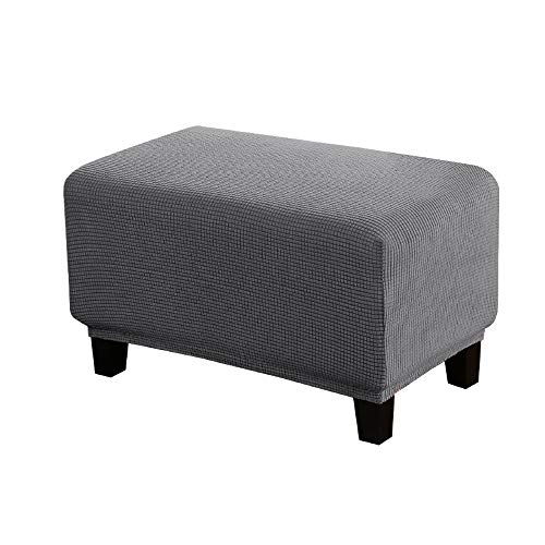 WINS Funda otomana Rectangular elástica Funda de Reposapiés Sofá Protector de Puff Funda Protectora para Taburete otomano Gris