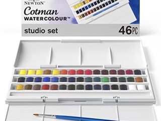 Winsor & Newton acuarela Cotman - Set de 45 medio godets de acuarela, colores surtidos