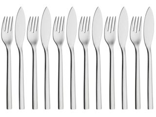 WMF Nuova Juego 6 Cubiertos para Pescado, Acero Inoxidable Pulido, Cromargan 18/10, 21 cm