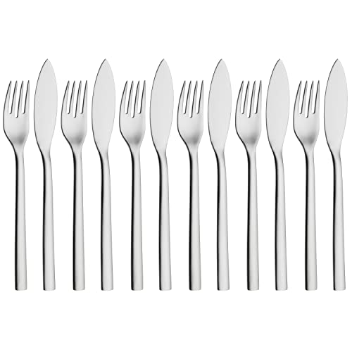 WMF Nuova Juego 6 Cubiertos para Pescado, Acero Inoxidable Pulido, Cromargan 18/10, 21 cm