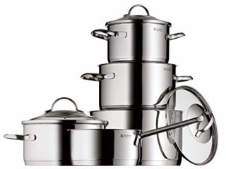 WMF Provence Plus - Batería de Cocina, Acero Inoxidable Cromargan, Tapas de Cristal, Apta para Todo Tipo de Cocinas, 5 Piezas