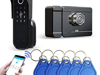Wolf Guard TT01 - Cerradura inteligente a prueba de lluvia, WiFi para puerta 5 en 1 con contraseña de huellas dactilares, compatible con Alexa y Google Assistant para seguridad de puertas