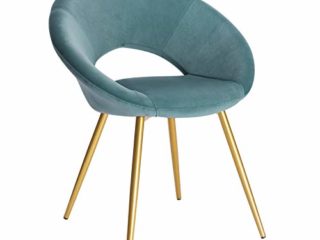 WOLTU 1x Sillas Cocina Silla Tapizada en Terciopelo Silla N¨®rdica Vintage Silla Salon Silla Metal Taburete de Oficina Sillas Comedor Silla Respaldo Turquesa BH230ts-1