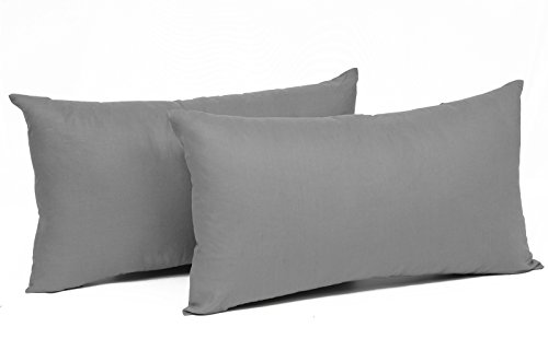 WOLTU 2X Funda de Cojín 100% Algodón con Cremallera Juego de 2 Funda de Cojín Funda de Almohada Funda de Paquete Doble ,50X60 cm Gris Oscuro, KB5155dgQ2