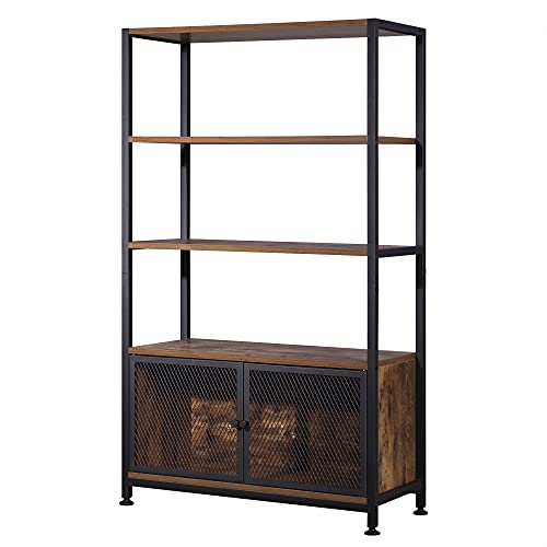 WOLTU Estantería libreria Armario Alto de Almacenamiento con 3 Estantes Estantería de Madera y Metal para Cocina Salón Estructura Patas Ajustables 70x30x121cm RGB19dc
