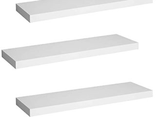 WOLTU Estanteria Pared, Estante Flotante, Juego de 3 Estante Pared de Madera de MDF, para salón, Cocina, Pasillo, Blanco RG9365ws-3