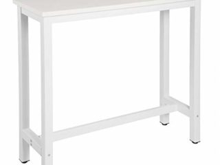 WOLTU Mesa de Bar Mesa de Bistro Mesa de Comedor con Estructura de Metal, MDF, 120x40x100cm (WxDxH) Blanco BT17ws