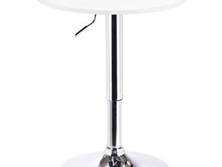 WOLTU Mesa de Bar, Regulable en Altura, 360 Grados Giratorio, Hecho de MDF, Redonda para Cocina, Bar, Blanco Redondo BT02ws