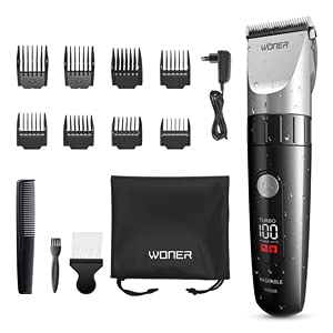 WONER Cortapelos Hombre Maquina Cortar Pelo Profesional Impermeable con Función Turbo Corte 0-28mm, Maquina Cortapelo Inalámbrico Pantalla LED, Recortadora Pelo Barba Batería 2000mAh
