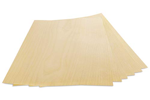 WoodPress Chapa de madera de arce, paquete de 6 hojas (100 g), 12 cm x 26 cm, reparación de marquetería y muebles