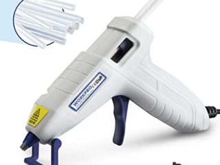 WORKPRO Pistola de Pegamento Caliente 10W Pistola Silicona Caliente, 7mm x 100mm,20 Barras de Pegamento Caliente, Mini Pistola de Silicona para DIY, Reparaciones, Madera, Oficinas.