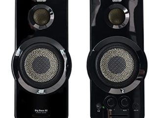 Woxter Big Bass 95 - Altavoces Multimedia Estéreo, 20W, Potentes, conexión 3,5mm, Botones y conexiones AUX y CASCOS en parte frontal, terminación piano, PC / Smartphones y videoconsolas