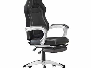 Woxter Stinger Station RX Black - Silla Gaming (Eje de Acero,Levantamiento (Gas Pistón Clase 4),reposapiés Extensible,apoyabrazos ergonómicos,inclinación hasta 170º,Ruedas silenciosas antiarañazos