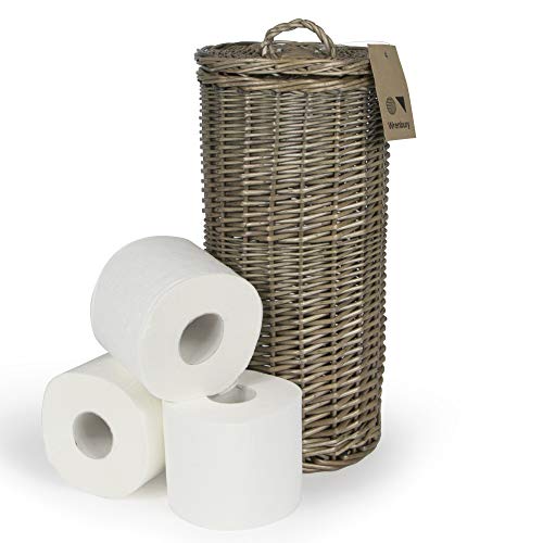 Wrenbury - Cesta para papel higiénico con capacidad para 3 rollos de sauce antiguo redondo | cesta de almacenamiento de mimbre tradicional para baño