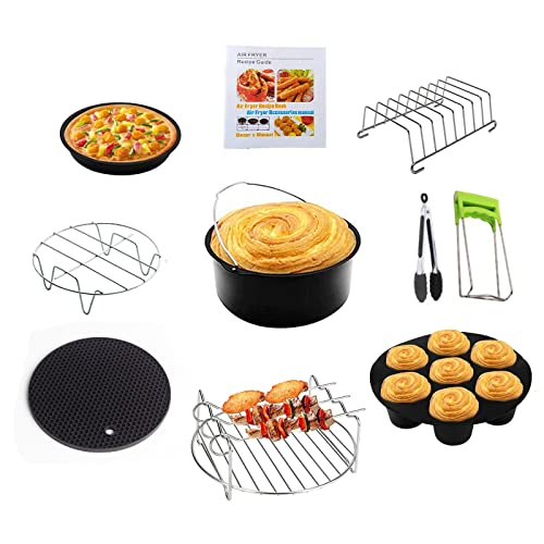 WYCY Accesorios Freidora de Aire Accesorios Freidora Sin Aceite 7 Pulgadas 10 Piezas para de 3.7-5.8 QT para Freidora de Aire Gowise Phillips y Cozyna (Negro, 18CM)