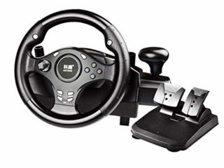 WYJW Volante Vibrante para Juegos, Pedal de Resorte 270 ° USB, simulador de Coche de Carreras, conexión de manija de Soporte PC/PS/Xbox/Switch