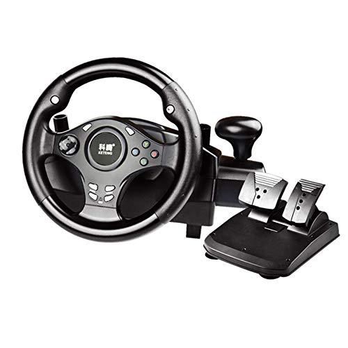WYJW Volante Vibrante para Juegos, Pedal de Resorte 270 ° USB, simulador de Coche de Carreras, conexión de manija de Soporte PC/PS/Xbox/Switch