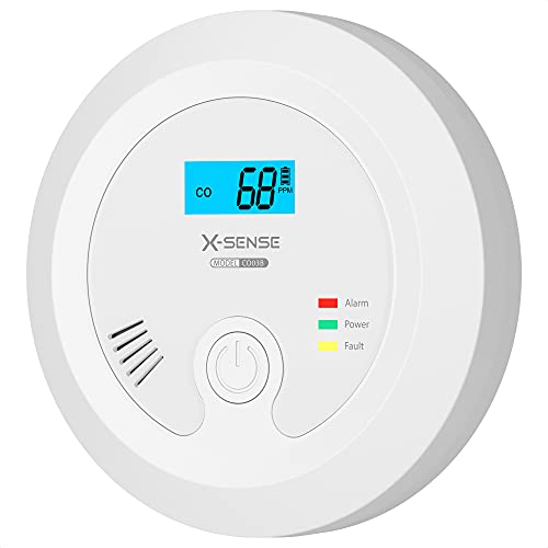 X-Sense Detector de CO (No CO2) con Batería Reemplazable y Pantalla LCD, CO03B