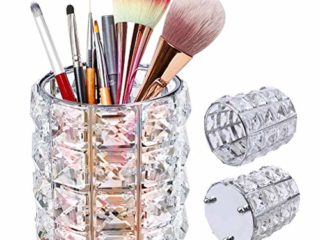 XCOZU Soporte para brochas de maquillaje, Organizador de maquillaje soporte para pinceles, Almacenamiento de maquillaje para brochas, Cejas, lápices, plata
