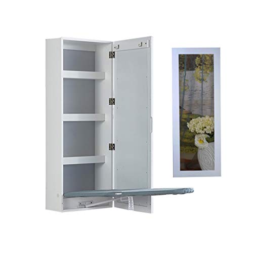 XDD Tabla de Planchar de Pared Tabla de Planchar Plegable Multifuncional con Compartimento de Almacenamiento de 3 Capas Espejo Mesa de Planchar Oculta Tabla de Planchar para El Hogar