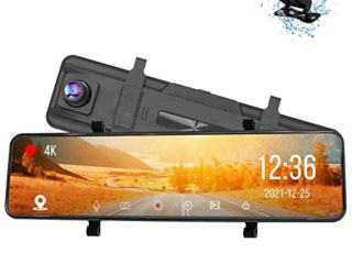 XEGA 4K Espejo Dashcam 12'' Retrovisores Camara Trasera, Doble Camara Coche Delantera y Trasera, Pantalla táctil, Control por Voz, Sensor Sony, visión Nocturna, Asistencia de estacionamiento, GPS