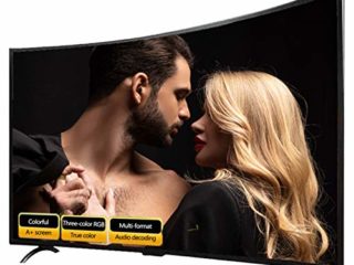XFF 32/42/50/55/65/75inch Smart LED TV, Pantalla Curva Prueba Explosiones, Admite Proyección Teléfono Móvil/Montaje Pared, Wi-Fi, USB, HDMI, Bluetooth, para Sala Estar, Dormitorio
