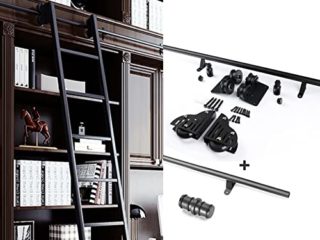 XFSHKJS Biblioteca de Hardware de Escalera rodante Kit de Hardware de Escalera Deslizante, riel de Escalera móvil de 3.3 pies a 20 pies para el hogar/Interior/Loft, con Ruedas de Piso (sin Escalera)