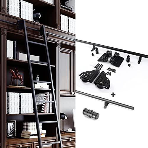 XFSHKJS Biblioteca de Hardware de Escalera rodante Kit de Hardware de Escalera Deslizante, riel de Escalera móvil de 3.3 pies a 20 pies para el hogar/Interior/Loft, con Ruedas de Piso (sin Escalera)