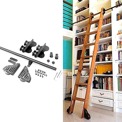 XFSHKJS Escalera Enrollable retráctil Biblioteca de Hardware Kit de Hardware de Escalera Deslizante (sin Escalera) Riel móvil de Tubo Redondo de 3.3 pies a 20 pies para el hogar/Interior/Loft