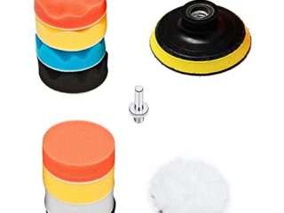XIAOMAOMAO Esponja Pulir para Coche, Kit de Esponja de Pulido, Adaptador de Taladro y Almohadillas de Cera de Lana