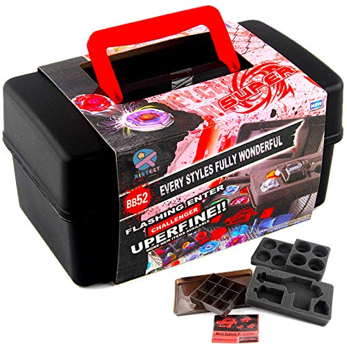 XISTEST Funda de Batalla Tops, caja de almacenamiento, caja de transporte de plástico duradero compatible con accesorios Beyblade Burst Gyro Launcher con asa de transporte